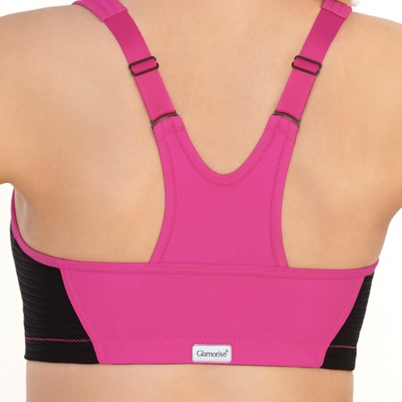 Set of 3! 32G Glamorise SPORT Bra (HIGH-IMPACT) Pink (RACERBACK) T-Back Zip NEW - Picture 5 of 16